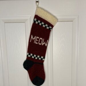 Vintage Red Knit Christmas Stocking for Cat